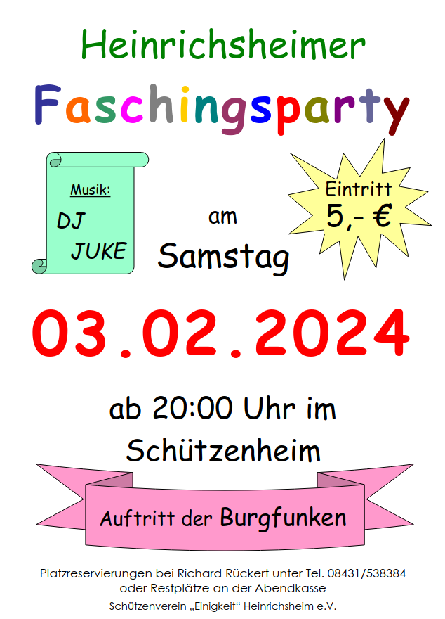 Plakat Faschingsparty 2024
